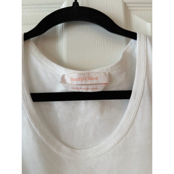 See by Chloe White Cold Shoulder Lace Sleeve Tank Top Size 40 - Picture 2 of 6